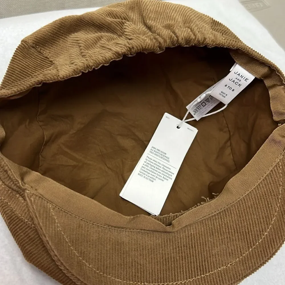 Janie and Jack 100047321 Brown Corduroy Newsboy Cap size 6 to 8